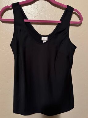 Satin Black Scoop Neck Women's Tank Top